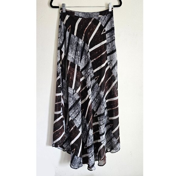 ASTR Casual A-Line Flyaway Sheer Lined Long Maxi Skirt, S, Brown, Black, White - Picture 1 of 10